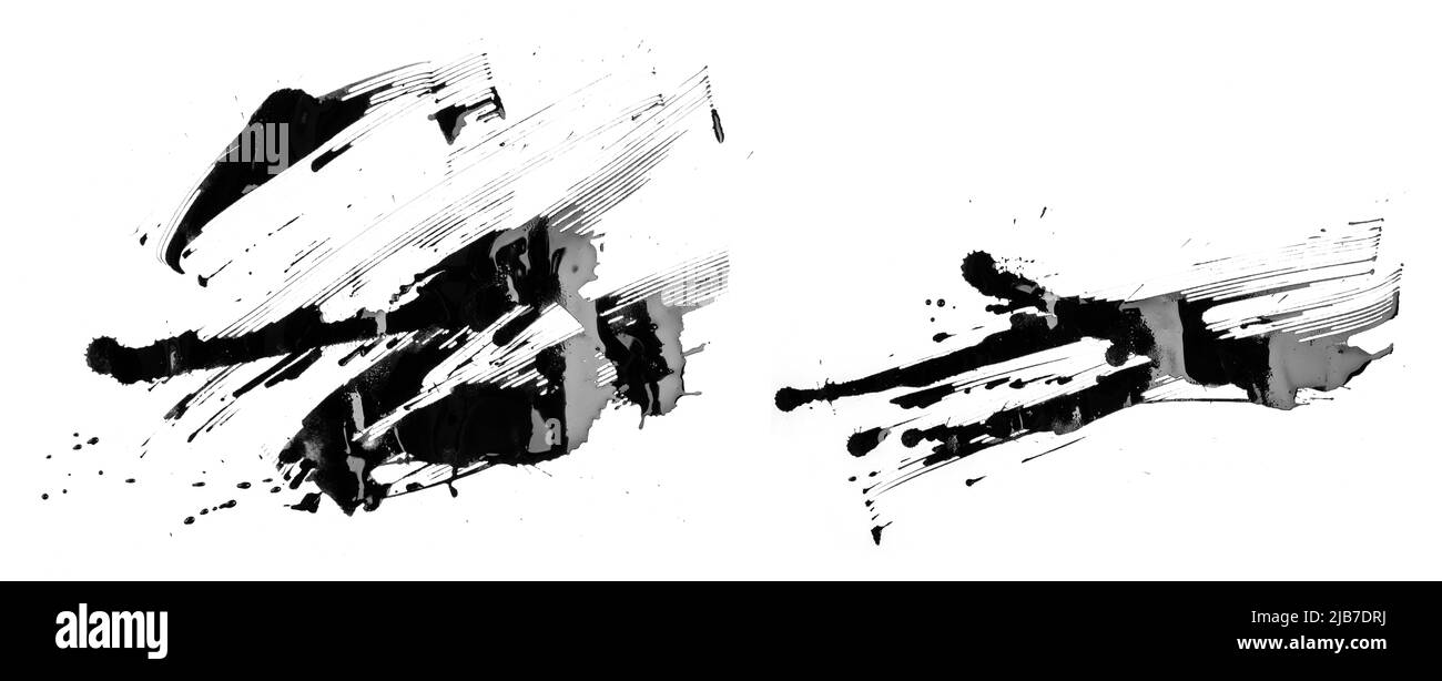 Scribbles abstraits, daubt, traits d'encre noire sur papier blanc Banque D'Images Scribbles abstraits, daubt, traits d'encre noire sur papier blanc Banque D'Images