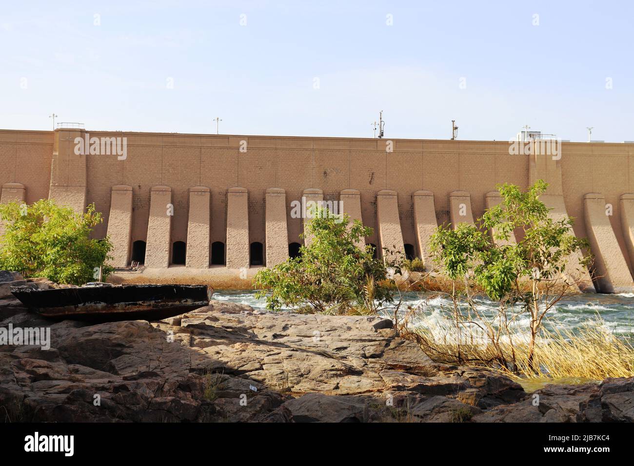 Barrage bas d'Assouan (ancien barrage) sur le Nil Banque D'Images