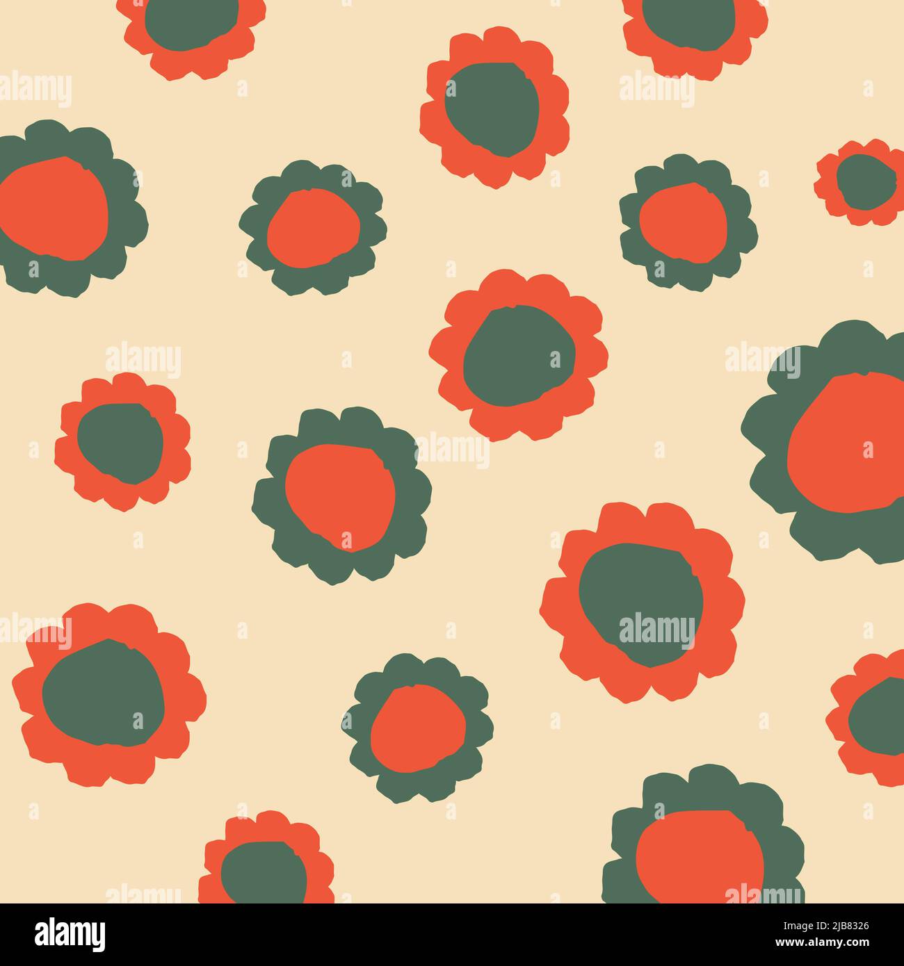 Motif marimekko sans coutures. Illustration de fleurs dessinées à la main. Arrière-plan reproductible sexe neutre bébé motif floral. Simple et fantaisiste Illustration de Vecteur