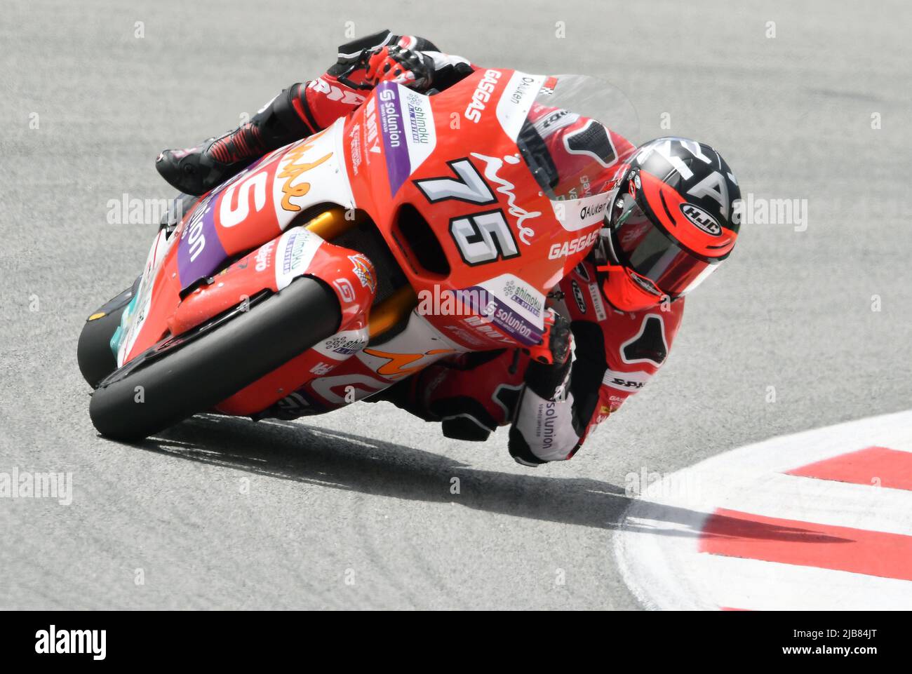 Barcelone, Espagne. 03rd juin 2022. BARCELONE, ESPAGNE - JUIN 03 GP ÉNERGIE DE LA PRATIQUE LIBRE DE CATALOGNE 2 Espagnol Moto2 pilote Albert Arenas (75) de l'équipe de l'INDE ASPAR Moto2 pendant la pratique LIBRE de MotoGP de Catalunya au circuit de Barcelone-Catalunya sur 03 juin 2022 à Barcelone, Espagne. Crédit : rosdemora/Alay Live News Banque D'Images