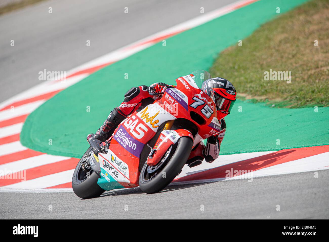 Barcelone, Espagne. 03rd juin 2022. BARCELONE, ESPAGNE - JUIN 03 GP ÉNERGIE DE LA PRATIQUE LIBRE DE CATALOGNE 2 Espagnol Moto2 pilote Albert Arenas (75) de l'équipe de l'INDE ASPAR Moto2 pendant la pratique LIBRE de MotoGP de Catalunya au circuit de Barcelone-Catalunya sur 03 juin 2022 à Barcelone, Espagne. Crédit : rosdemora/Alay Live News Banque D'Images