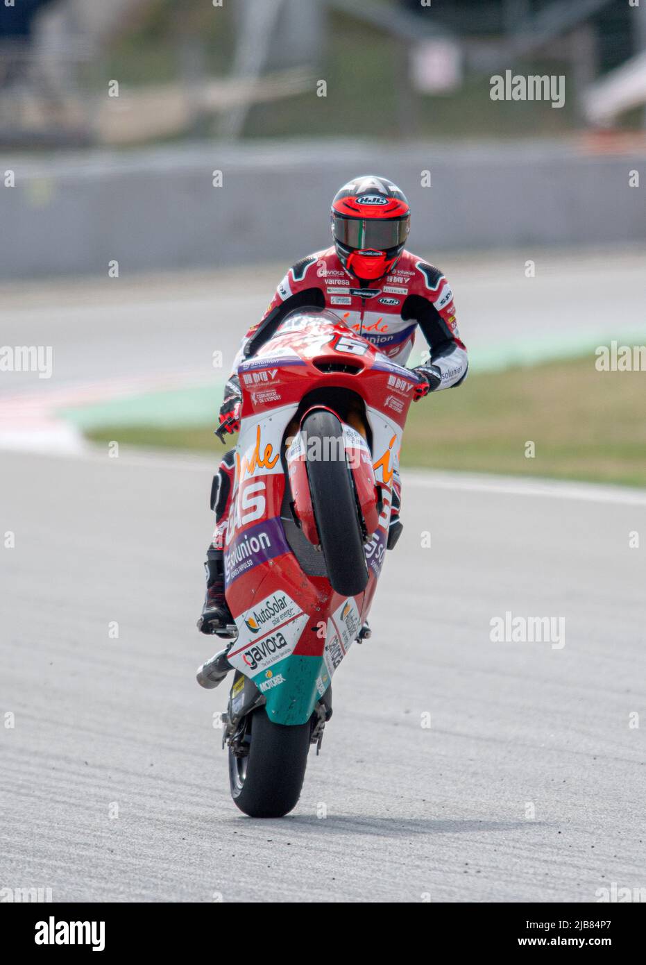Barcelone, Espagne. 03rd juin 2022. BARCELONE, ESPAGNE - JUIN 03 GP ÉNERGIE DE LA PRATIQUE LIBRE DE CATALOGNE 2 Espagnol Moto2 pilote Albert Arenas (75) de l'équipe de l'INDE ASPAR Moto2 pendant la pratique LIBRE de MotoGP de Catalunya au circuit de Barcelone-Catalunya sur 03 juin 2022 à Barcelone, Espagne. Crédit : rosdemora/Alay Live News Banque D'Images