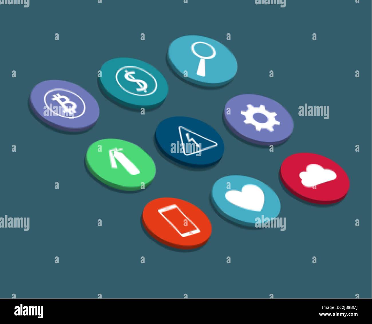Signes d'avertissement et icônes sociales définis avec l'ombre longue.symboles utilisés dans la vie quotidienne. Application vector Illustrator Illustration de Vecteur