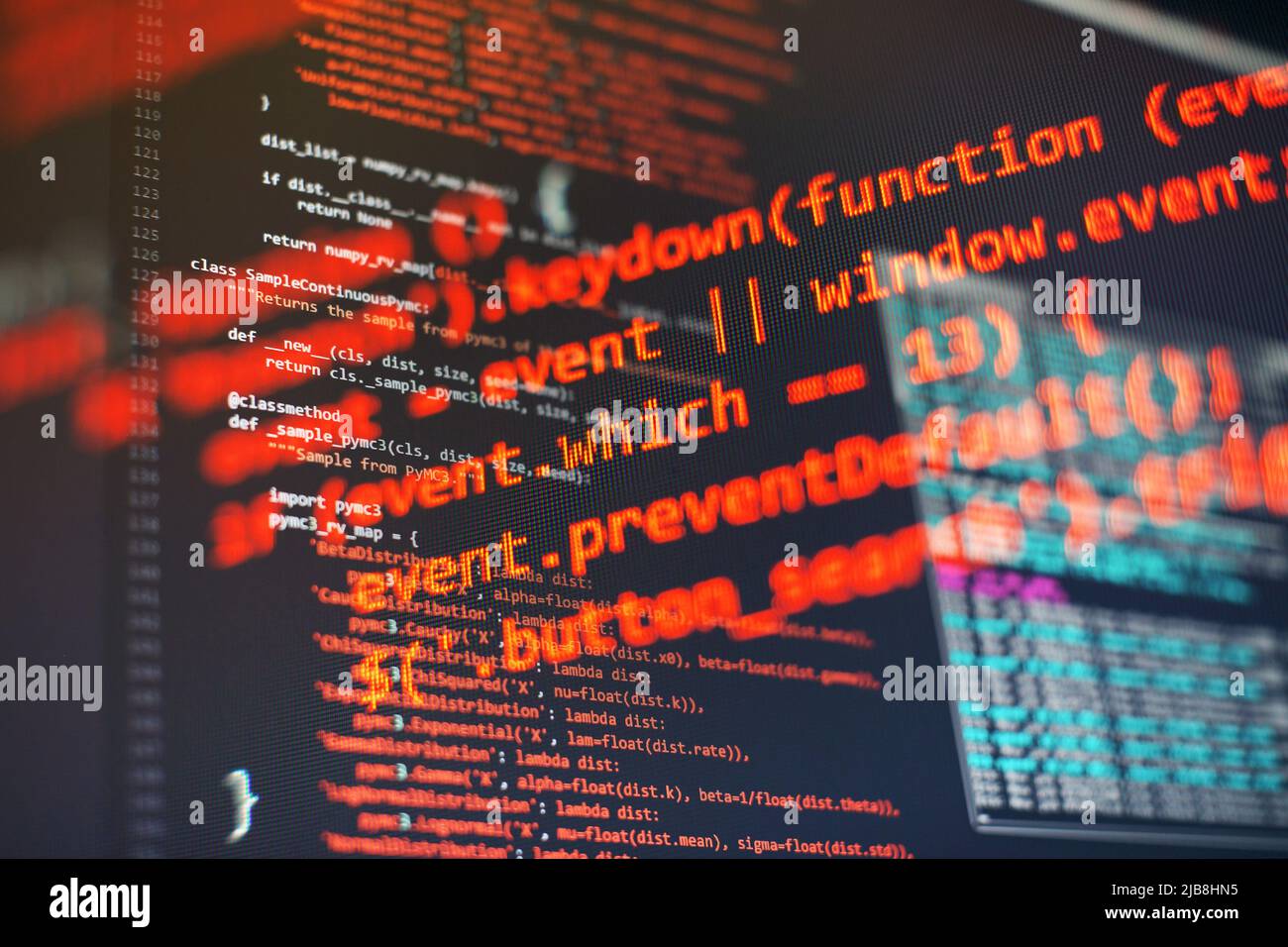 Écran de code de programmation du développeur logiciel.Temps de travail de programmation logicielle.Texte de code écrit et créé Banque D'Images