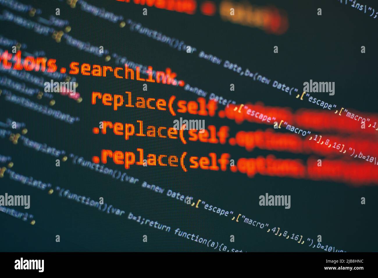 Écran de code de programmation du développeur logiciel.Temps de travail de programmation logicielle.Texte de code écrit et créé Banque D'Images