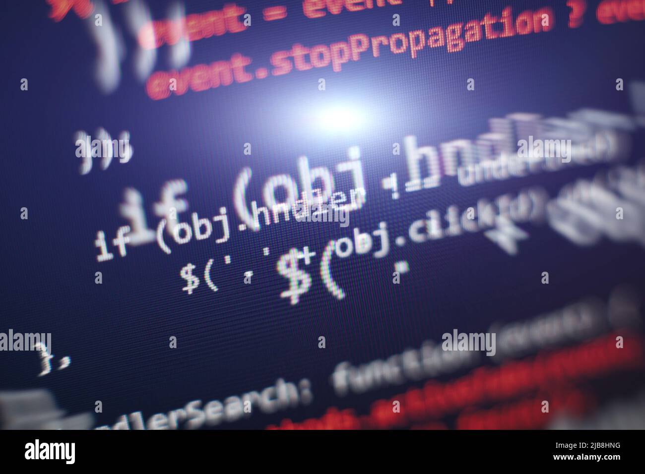 Écran de code de programmation du développeur logiciel.Temps de travail de programmation logicielle.Texte de code écrit et créé Banque D'Images