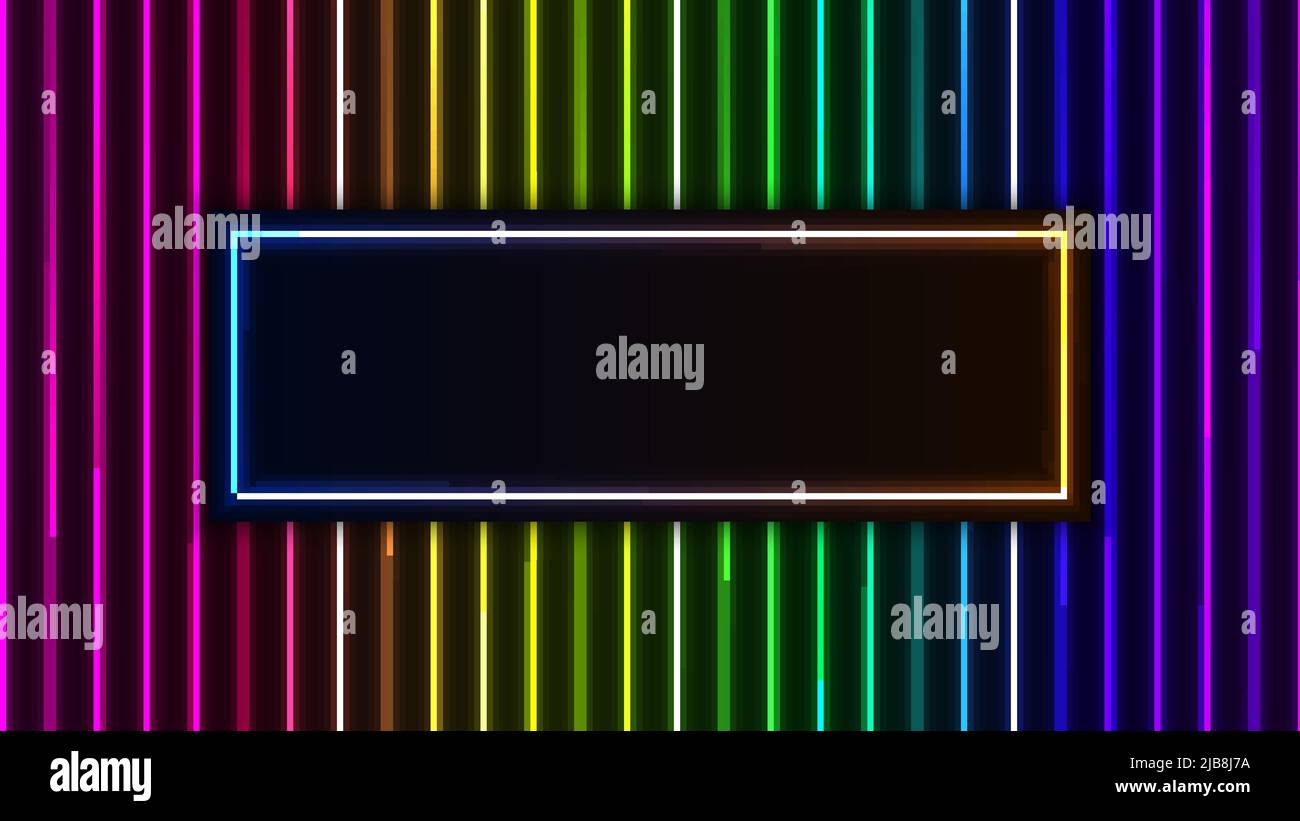 Éclairage fluorescent à motif arc-en-ciel cadre arrière-plan style rétro. Illustration vectorielle Illustration de Vecteur