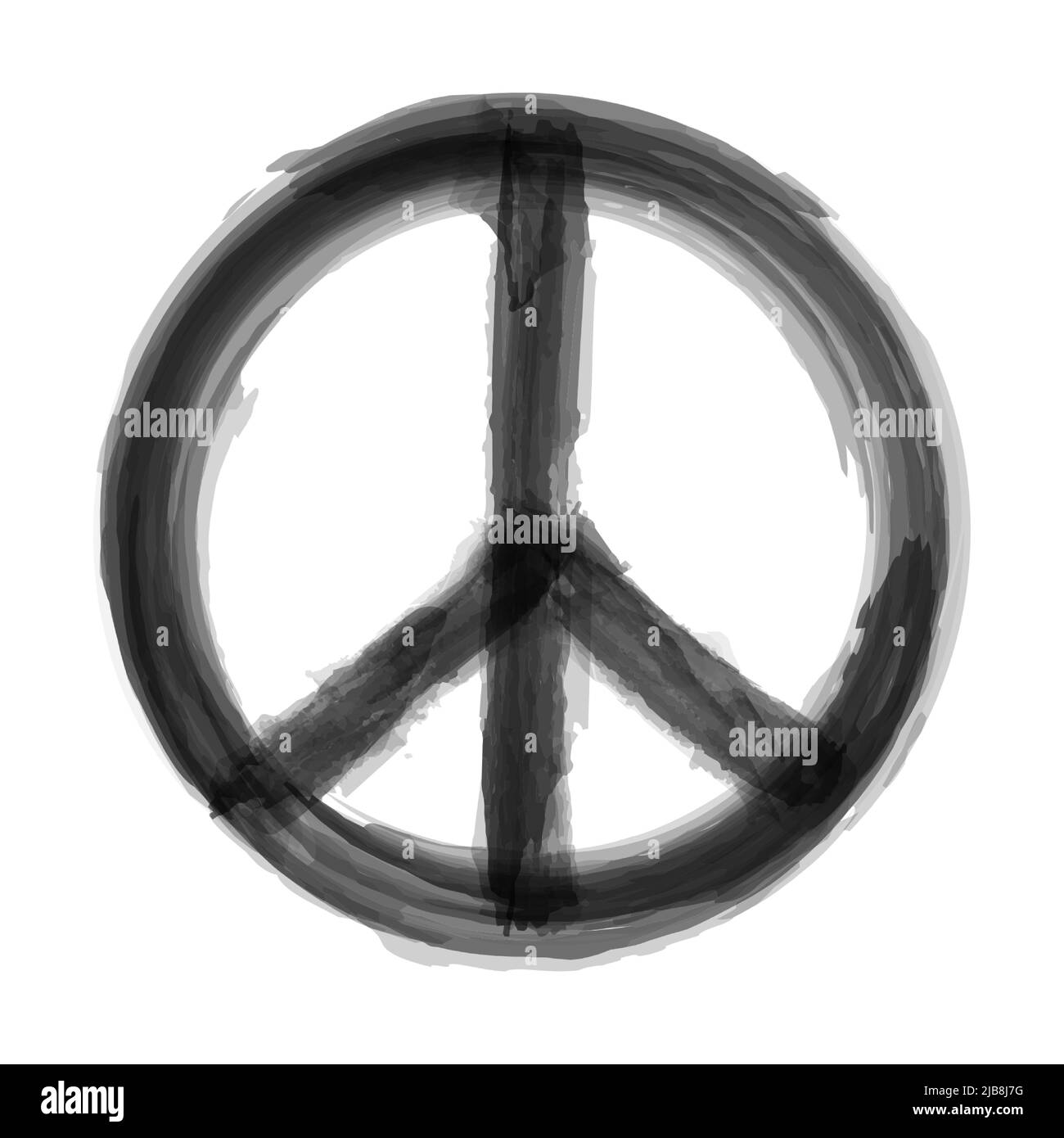 Symbole de la campagne pour le désarmement nucléaire ( CND ) . Conception réaliste de peinture aquarelle . Couleur noire style grunge . Vecteur . Illustration de Vecteur