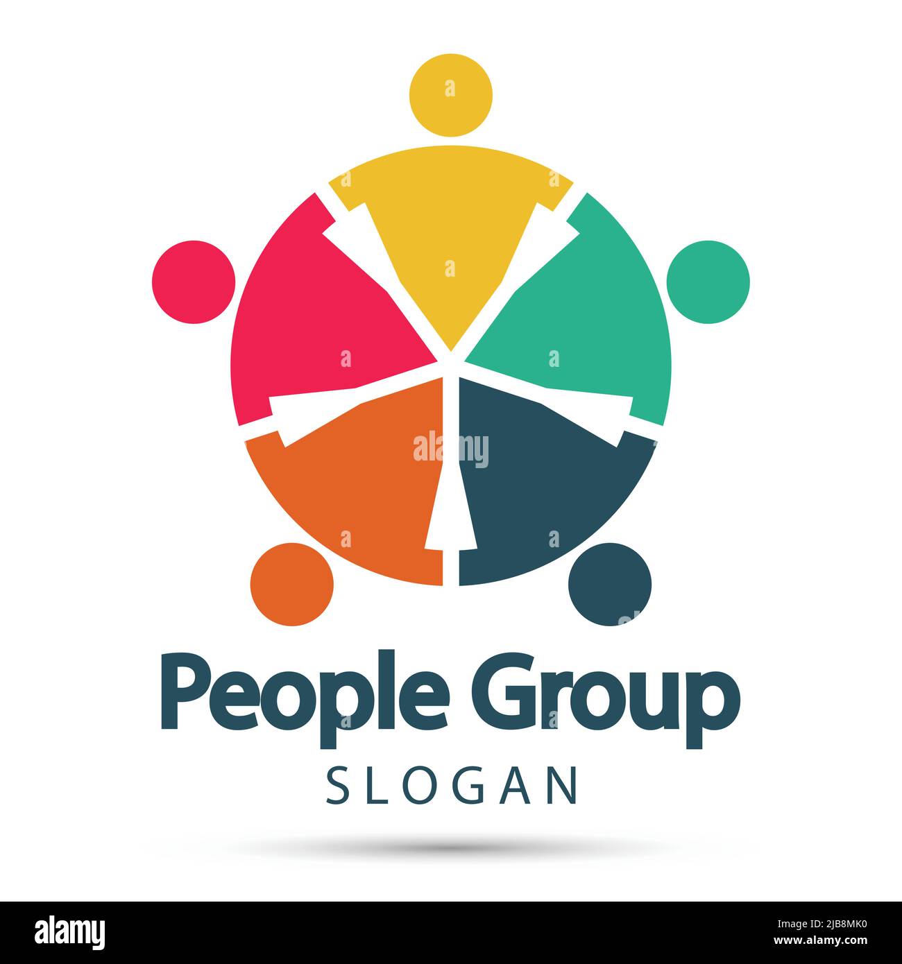 Poignée de main du logo de feu de groupe dans un cercle, icône travail d'équipe, illustration vectorielle Illustration de Vecteur