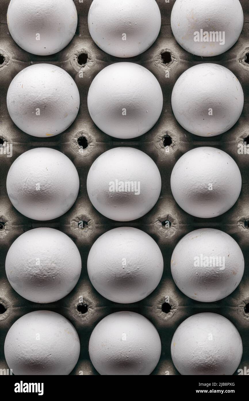 Œufs biologiques disposés dans une boîte à œufs verts Banque D'Images