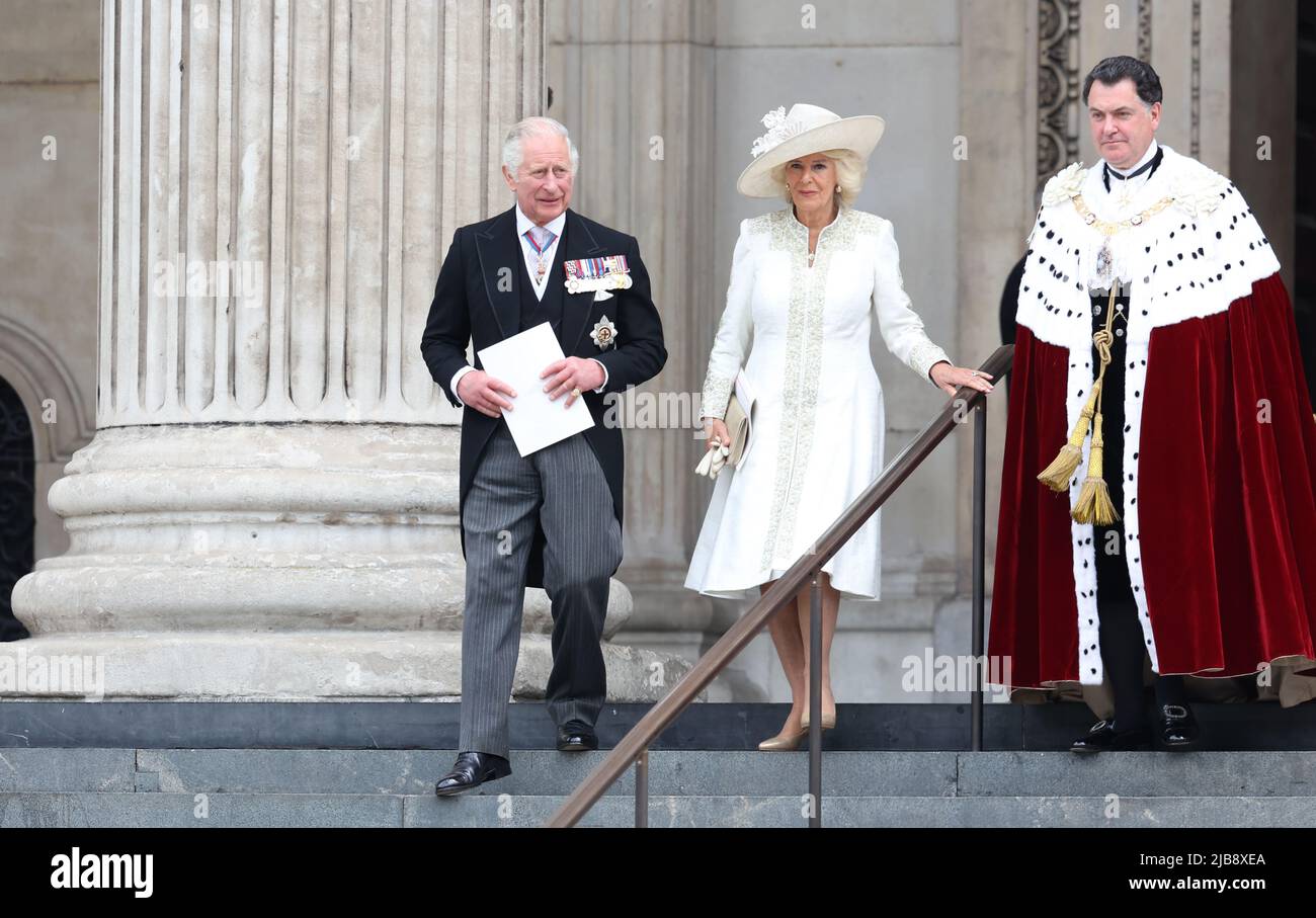 Londres, Royaume-Uni 3rd juin, 2022 : Charles, Prince de Galles et Camilla, Duchesse de Cornwall assistent à un service d'action de grâce pour la Reine Elizabeth II de HRH pour célébrer son Jubilé de platine à la cathédrale St Paul à Londres. Credit: James Boardman / Alamy Live News Banque D'Images