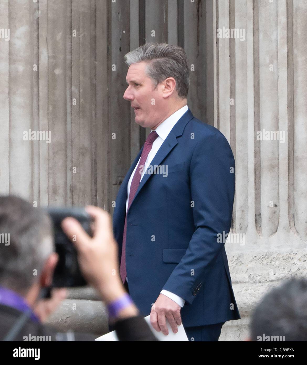 Londres, Royaume-Uni. 03rd juin 2022. LONDRES, ROYAUME-UNI. 3 juin 2022: Sir Keir Starmer quitte le service national de Thanksgiving pour célébrer le Jubilé de platine de sa Majesté la Reine dans le cadre des célébrations du Jubilé de platine, la cathédrale Saint-Paul. Crédit photo : Paul Smith/Alamy Live News Banque D'Images