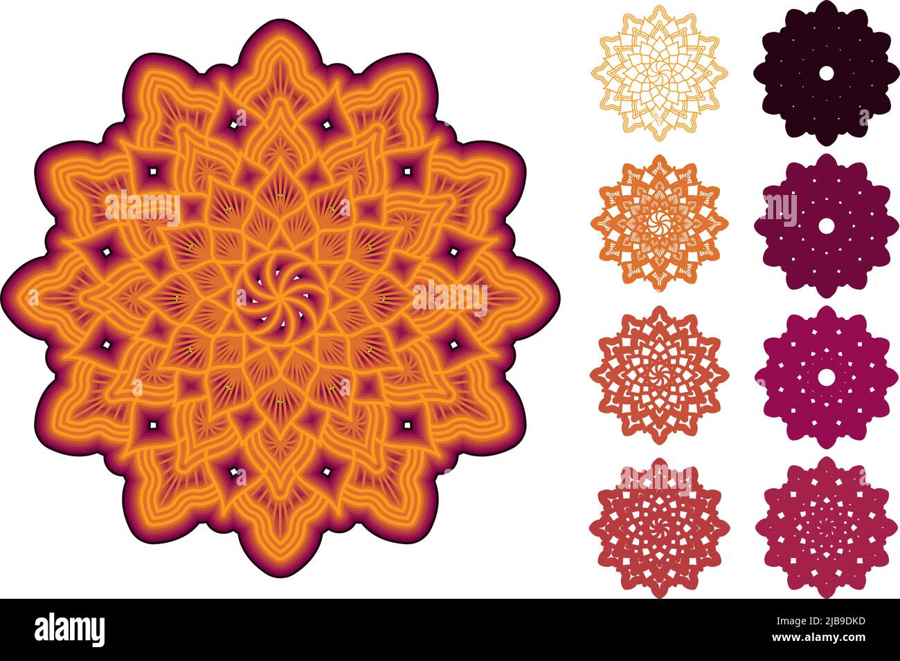 3D Mandala superposé. Eps10 fichier de coupe multicouches Mandala, 8 couches. Éléments multicouches pour couper le papier ou couper en machine. Illustration de Vecteur