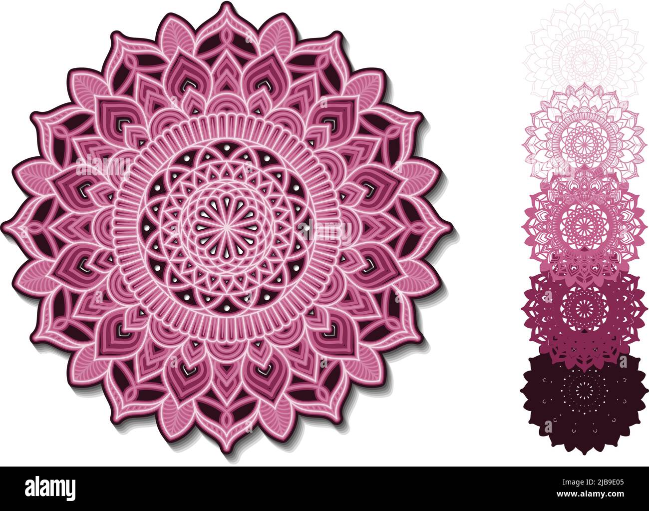 Fichier de découpe multicouche EPS Mandala ornemental, cinq couches. Éléments multicouches pour couper le papier ou couper en machine. 30 cm Illustration de Vecteur
