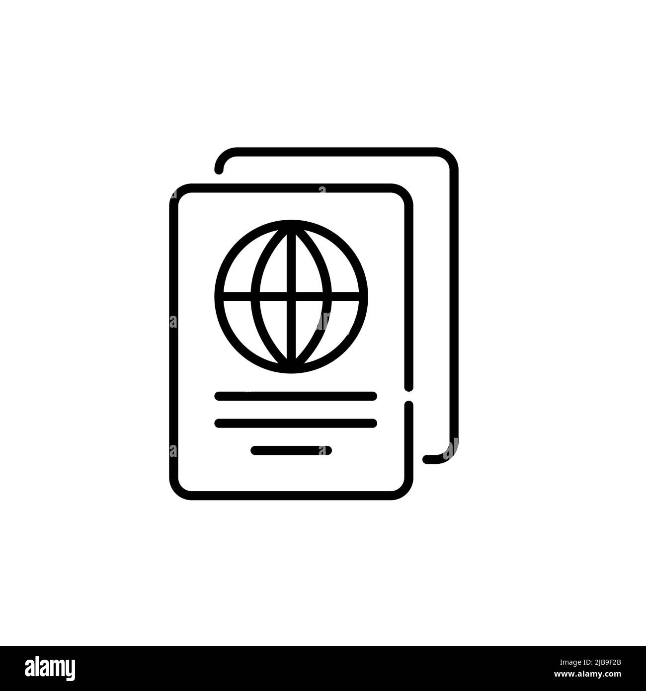 Carte d'identité nationale du passeport pour les voyages internationaux. Icône de ligne de contour pixel Perfect, modifiable Illustration de Vecteur
