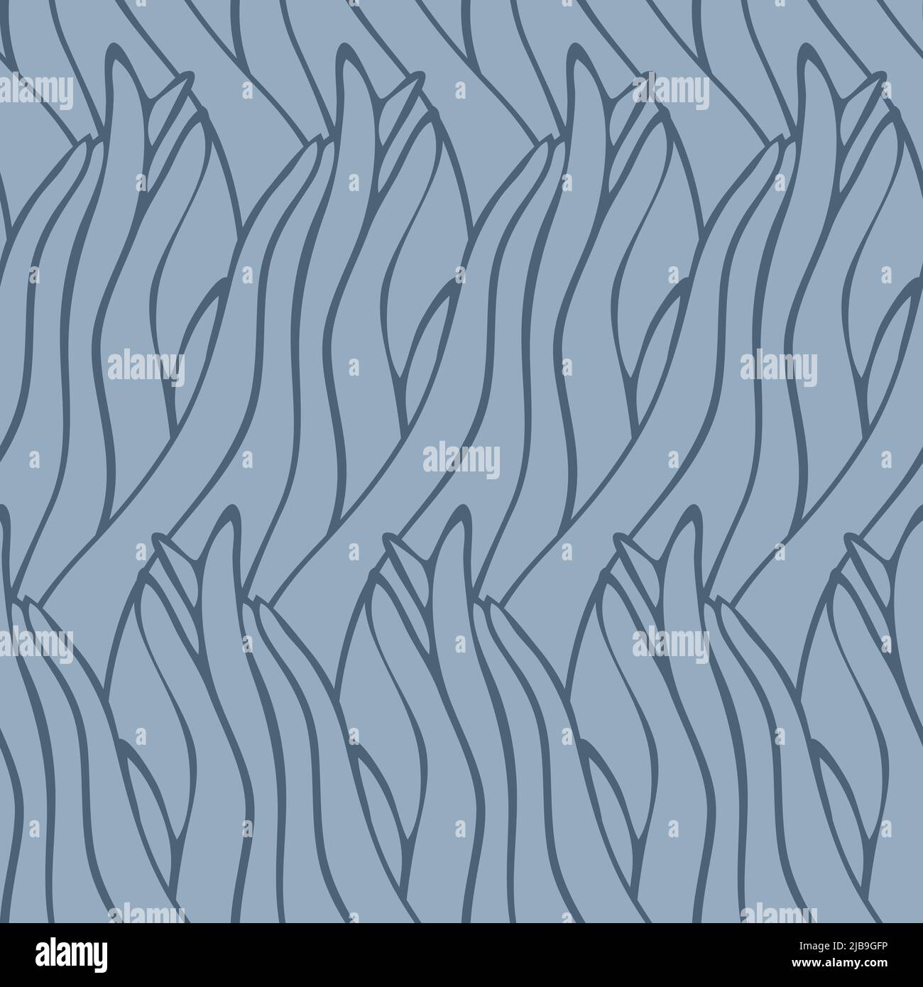 Motif vectoriel sans couture avec mer abstraite ondulée sur fond bleu. Texture simple de papier peint artistique. Textile décoratif de mode ligne grise. Illustration de Vecteur