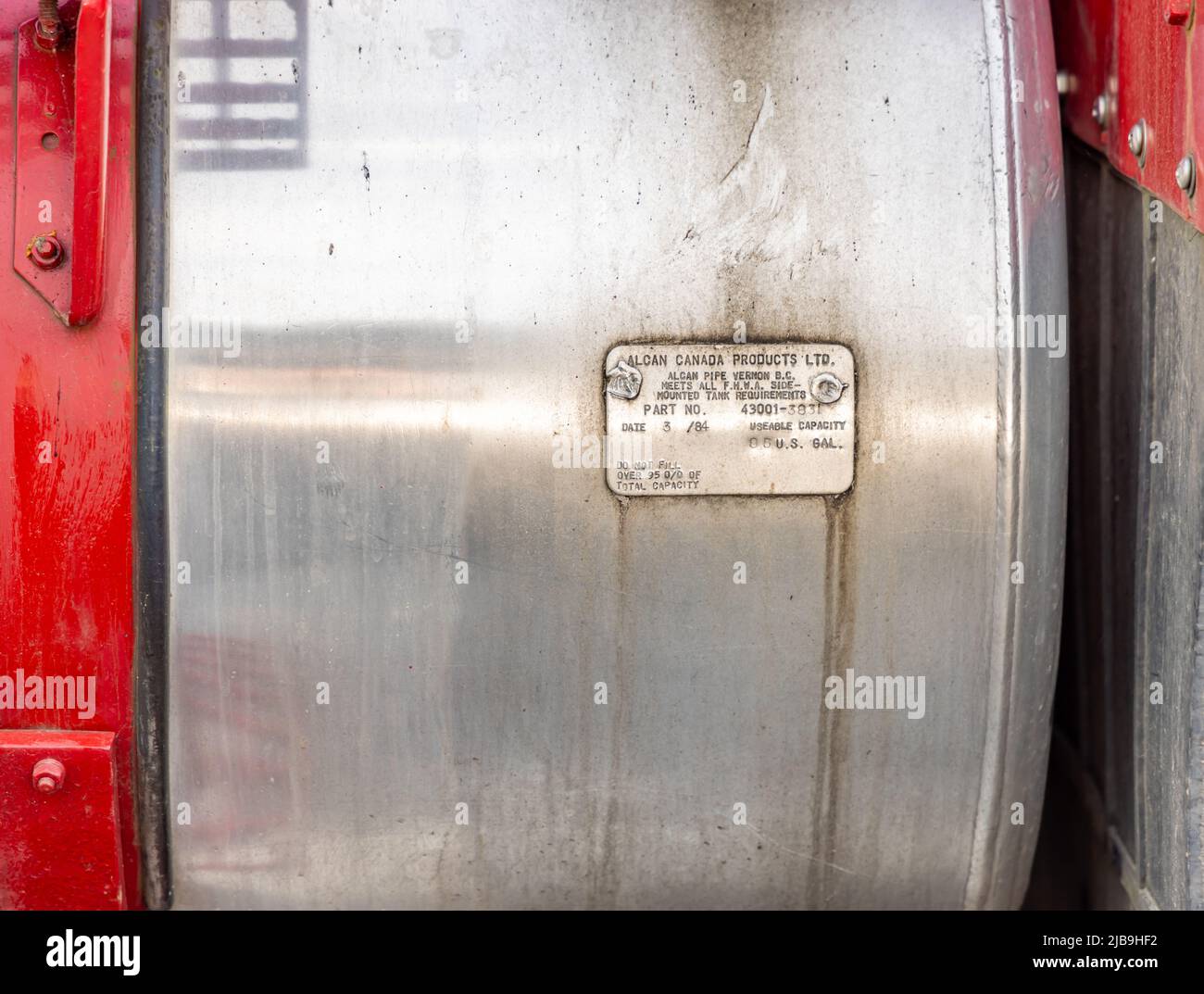 image détaillée d'un réservoir de gaz diesel en acier inoxydable Banque D'Images