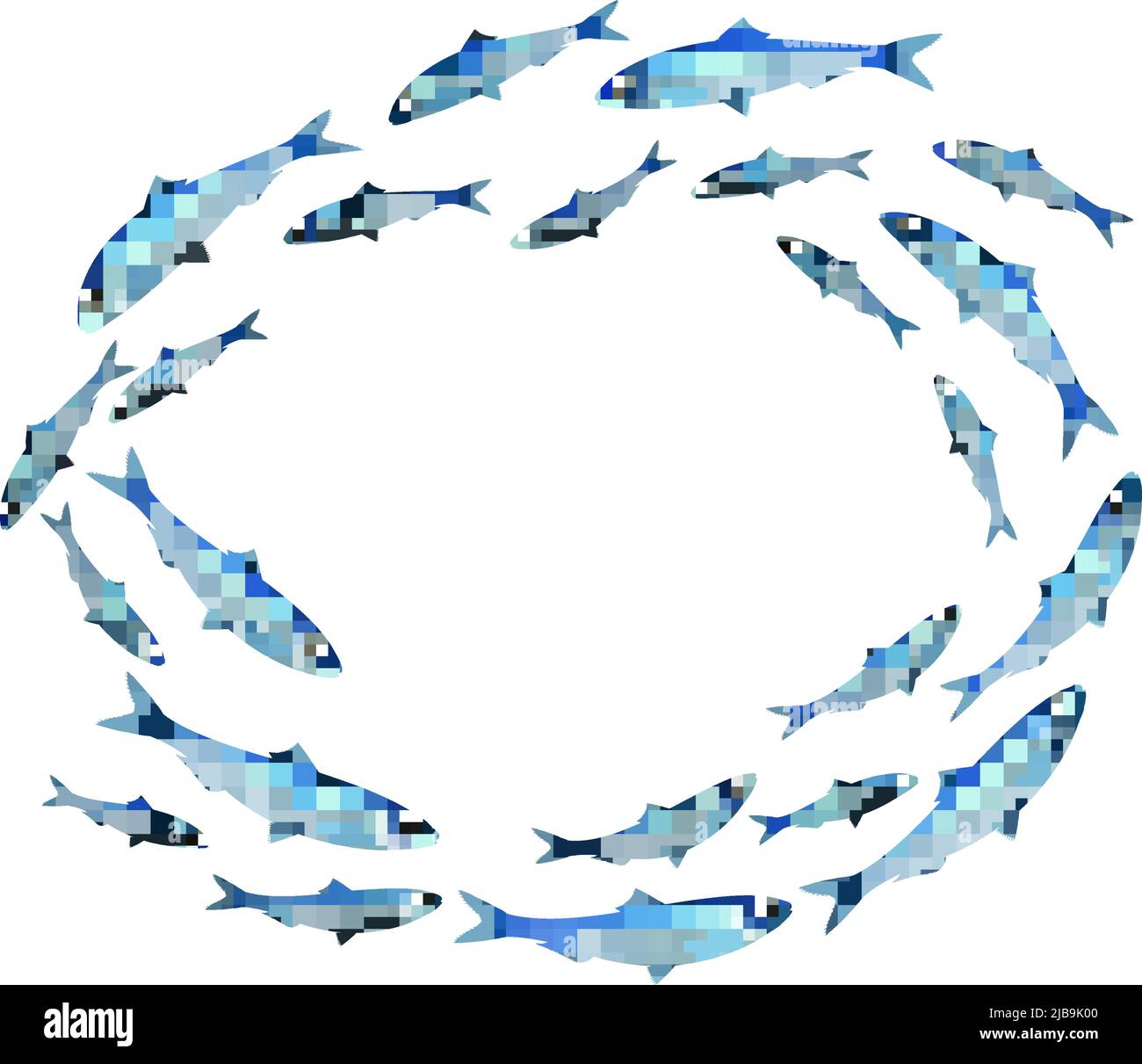 Colonie d'école de poissons composition réaliste avec des images isolées de poissons dans le haut sur fond transparent illustration vectorielle Illustration de Vecteur