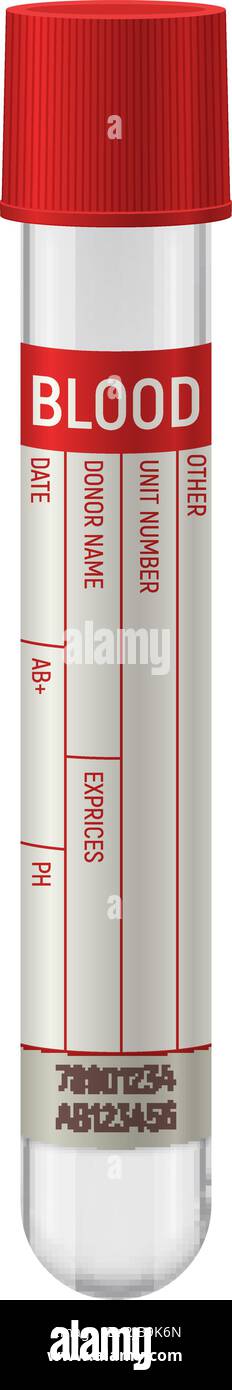 Composition réaliste du tube à vide du donneur de sang avec équipement médical isolé sur une illustration vectorielle de fond blanc Illustration de Vecteur
