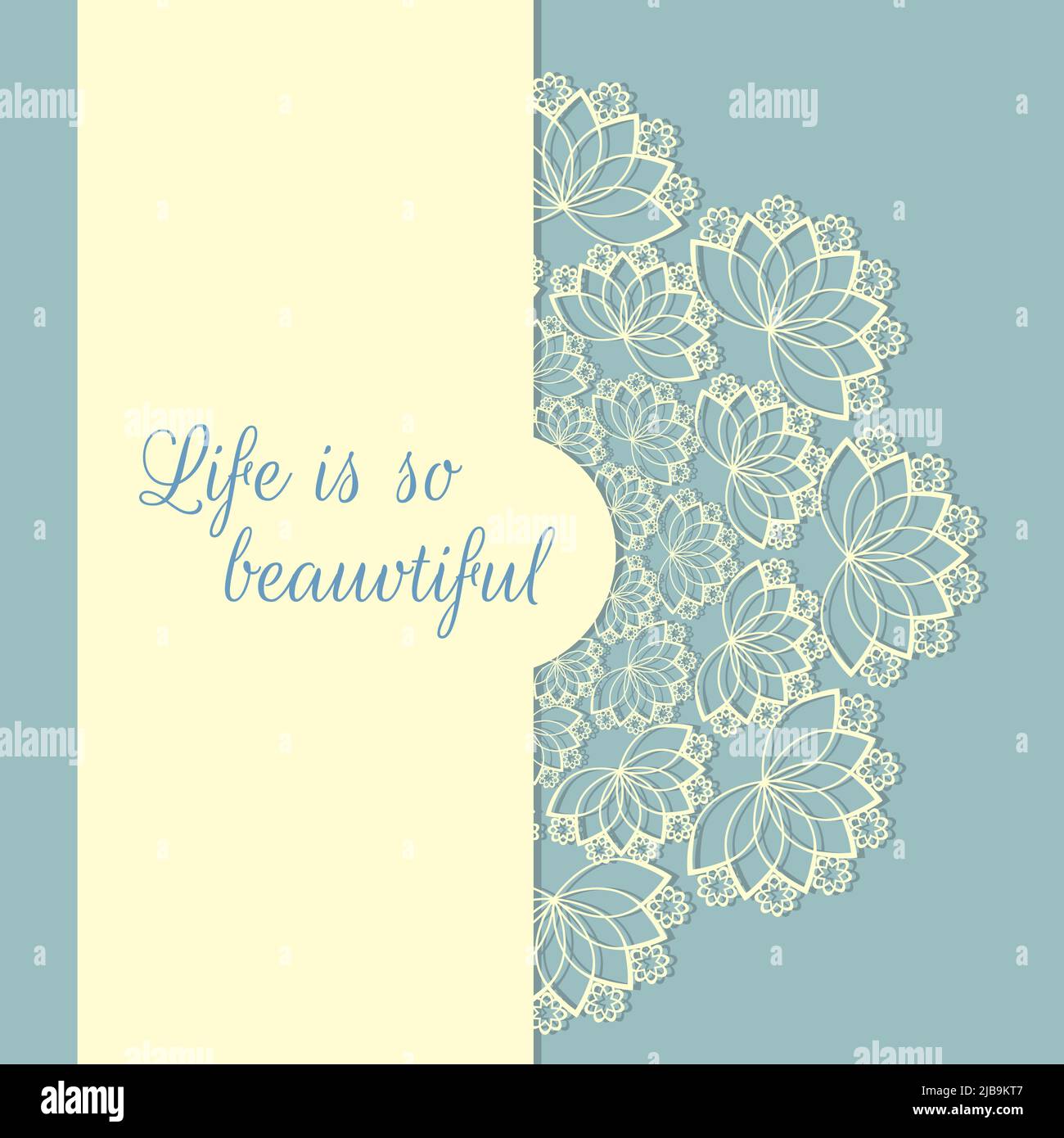 La vie est si belle carte de vœux avec l'inscription de phrase bleu et jaune. Illustration vectorielle Illustration de Vecteur