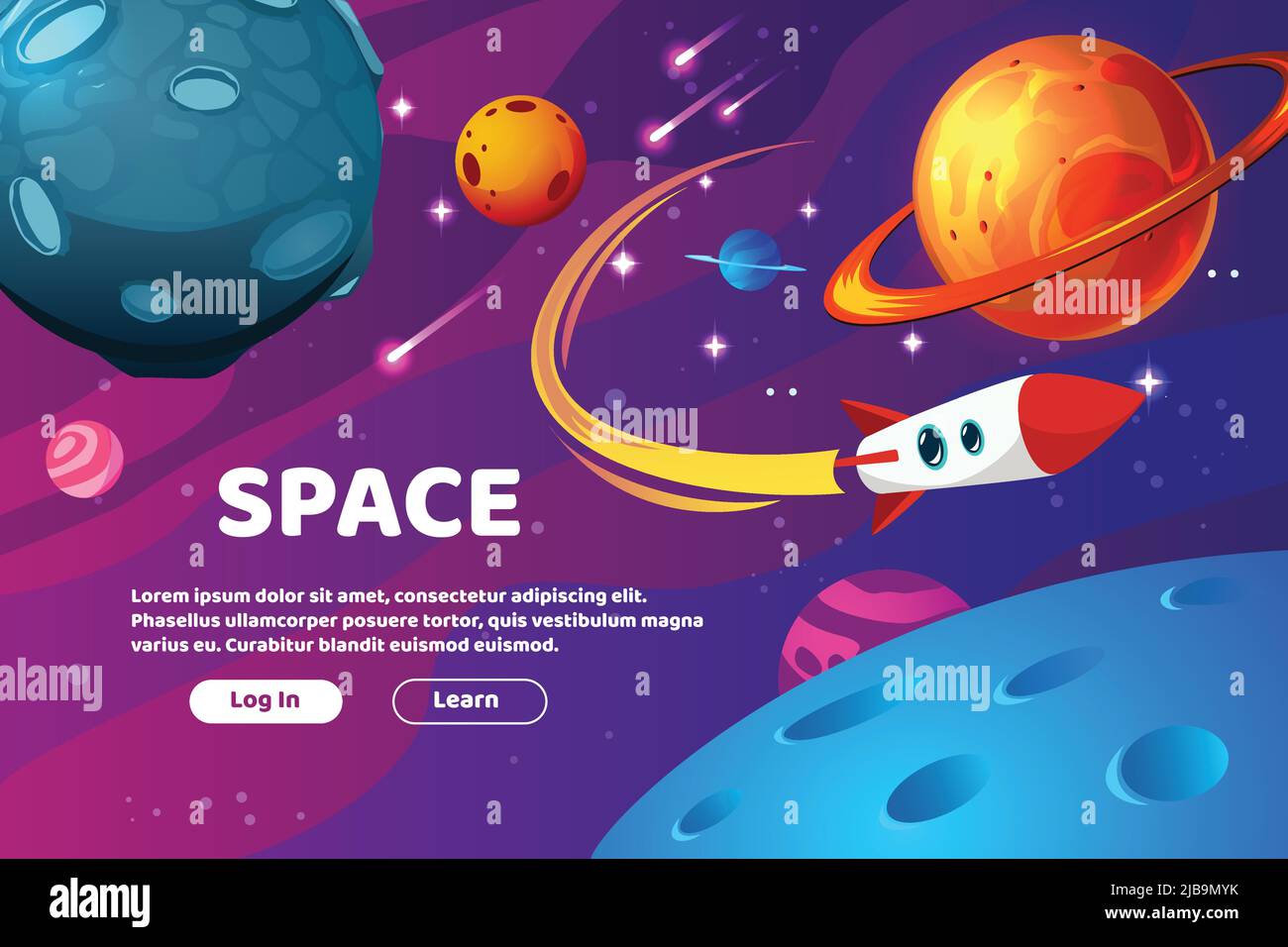 +composition d'arrière-plan du dessin animé de l'espace de la planète