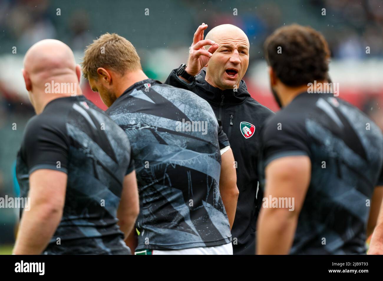 4th juin 2022 ; Mattioli Woods Welford Road Stadium, Leicester, Angleterre ; Gallagher Premiership Rugby, Leicester Tigers versus Wasps ; Leicester Tigers Head Coach Steve Borthwick pendant l'échauffement avant le match Banque D'Images