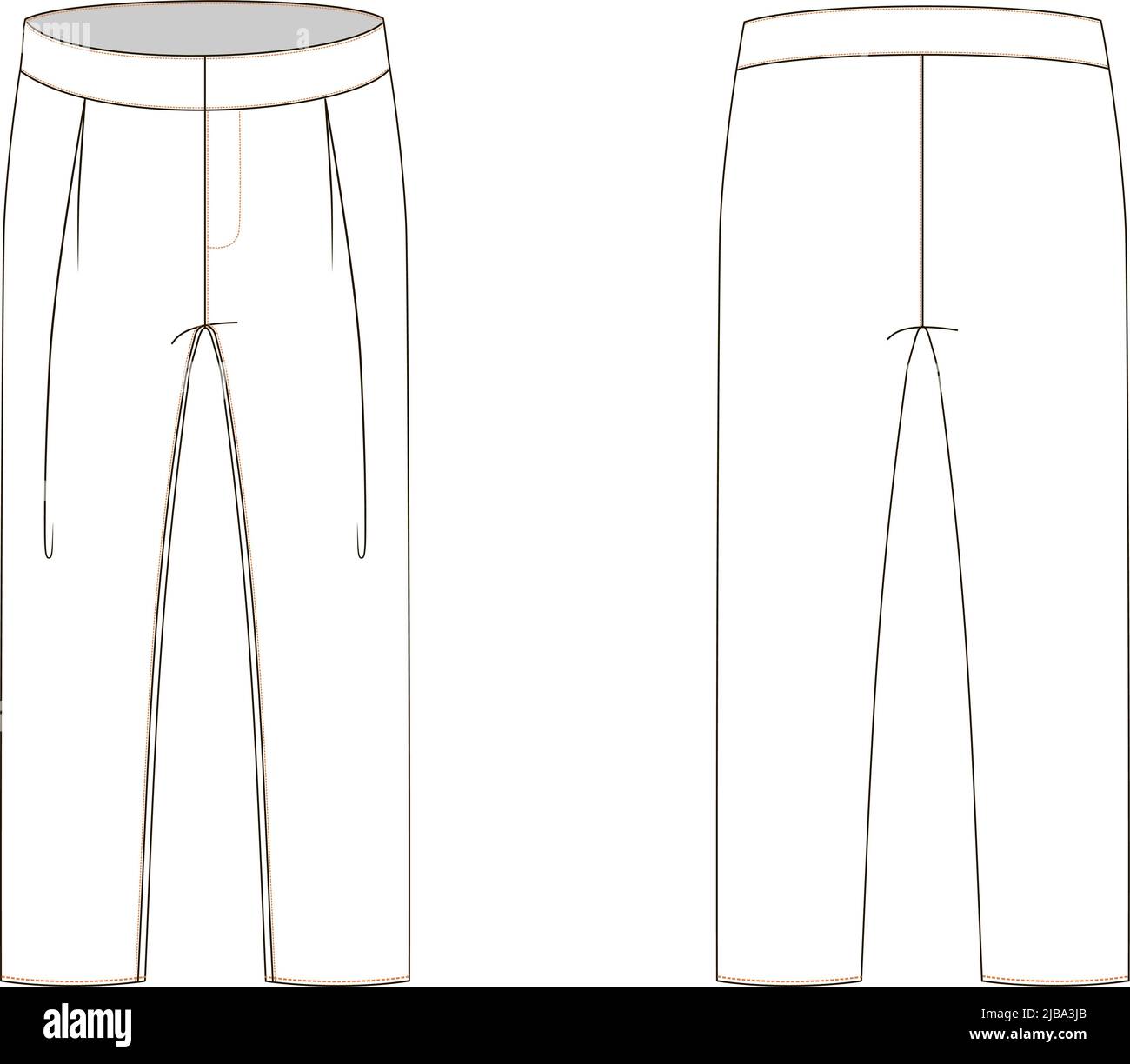 croquis technique de pantalons surdimensionnés avec taille haute Illustration de Vecteur