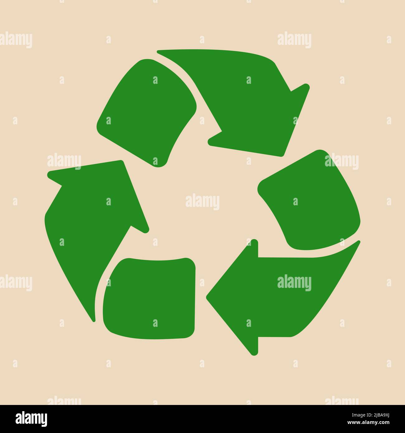 Panneau de recyclage vert isolé sur fond beige. Illustration vectorielle Illustration de Vecteur