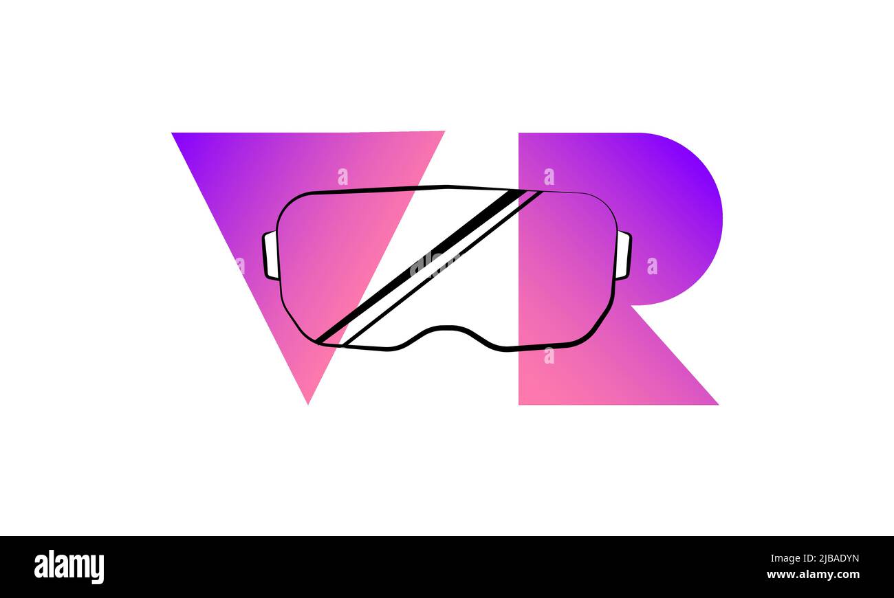 Bannière AR avec visage en lunettes VR, réalité virtuelle, Cyber futuriste Illustration de Vecteur