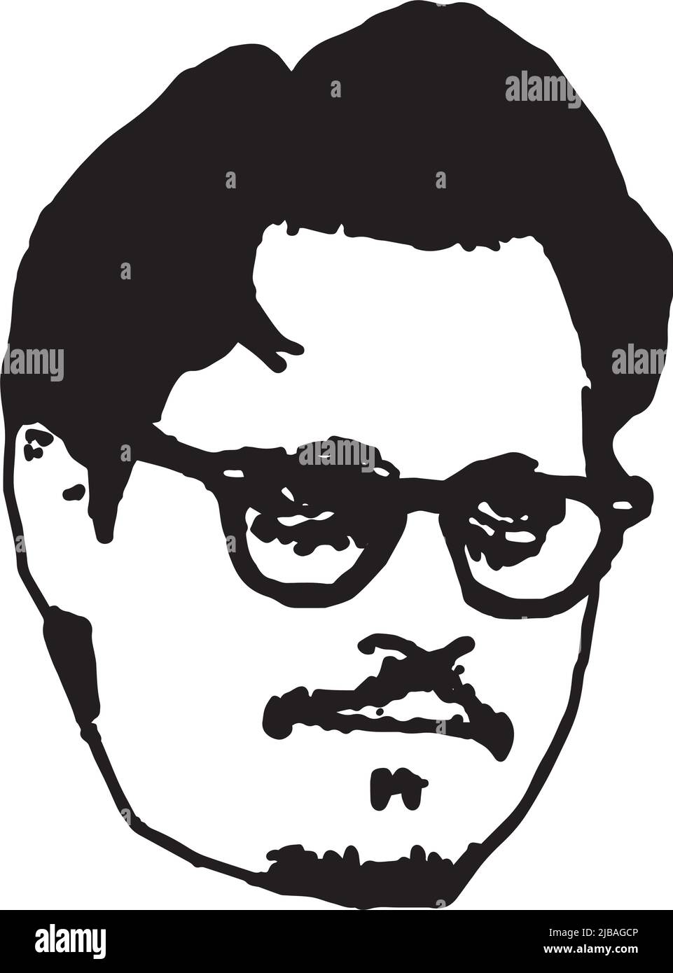 Johnny Depp logo noir et blanc ou imprimé Tshirt Illustration de Vecteur