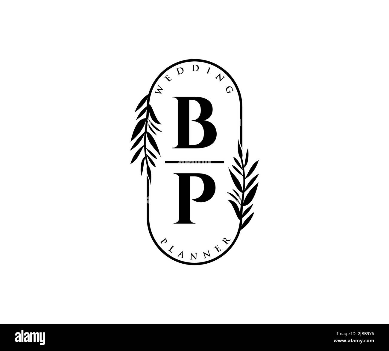 BP lettre initiale mariage monogramme collection de logos, dessin à la main moderne minimaliste et modèles floraux pour cartes d'invitation, Save the Date, élégant Illustration de Vecteur