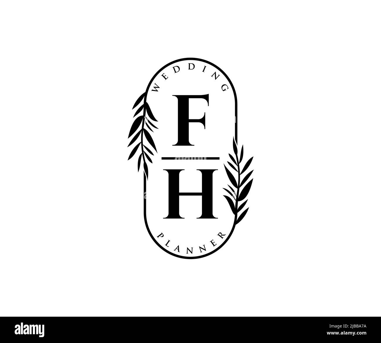 FH initiales lettre mariage monogramme logos collection, dessin à la main moderne minimaliste et modèles floraux pour cartes d'invitation, Save the Date, élégant Illustration de Vecteur