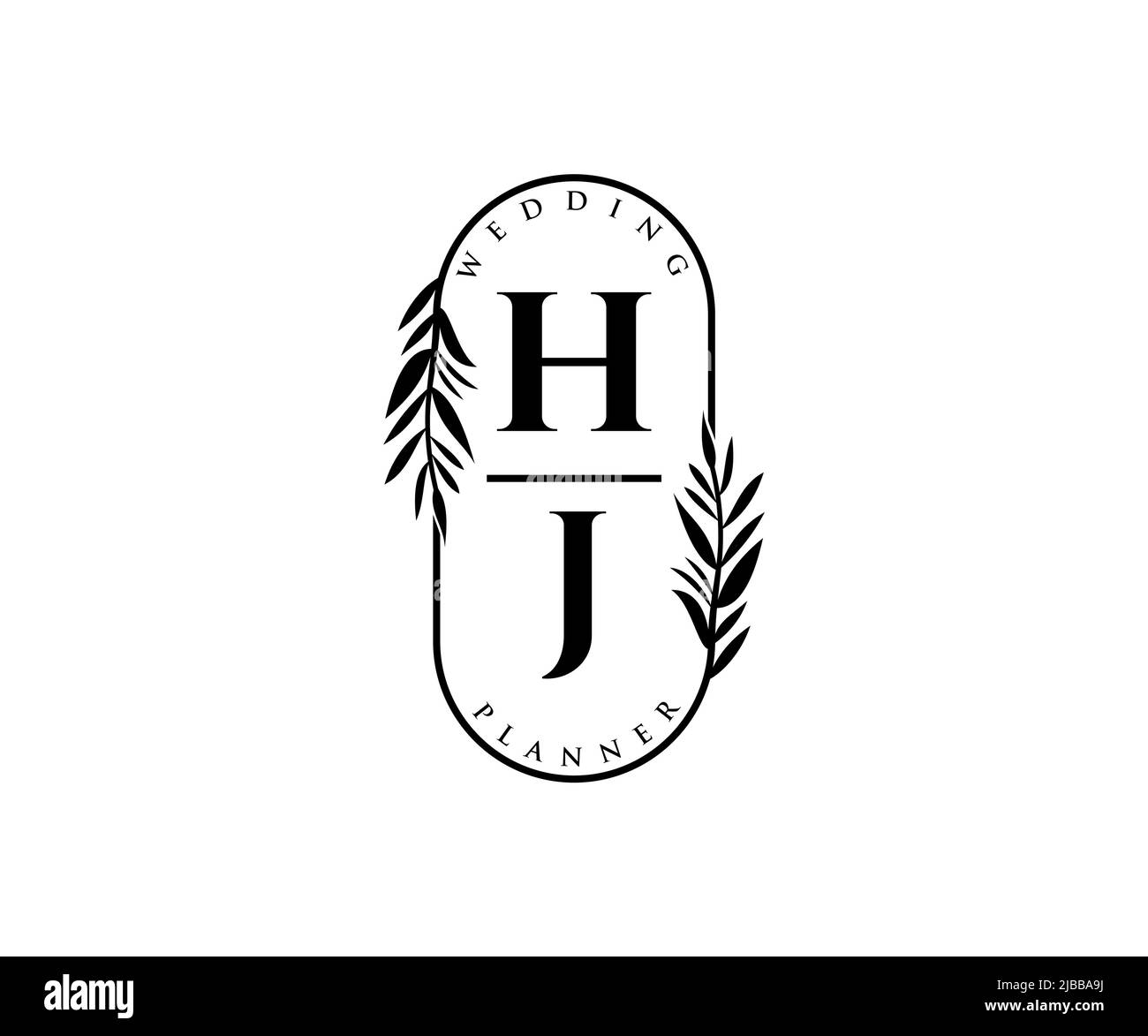 HJ initiales lettre mariage monogramme logos collection, dessin à la main moderne minimaliste et modèles floraux pour cartes d'invitation, Save the Date, élégant Illustration de Vecteur