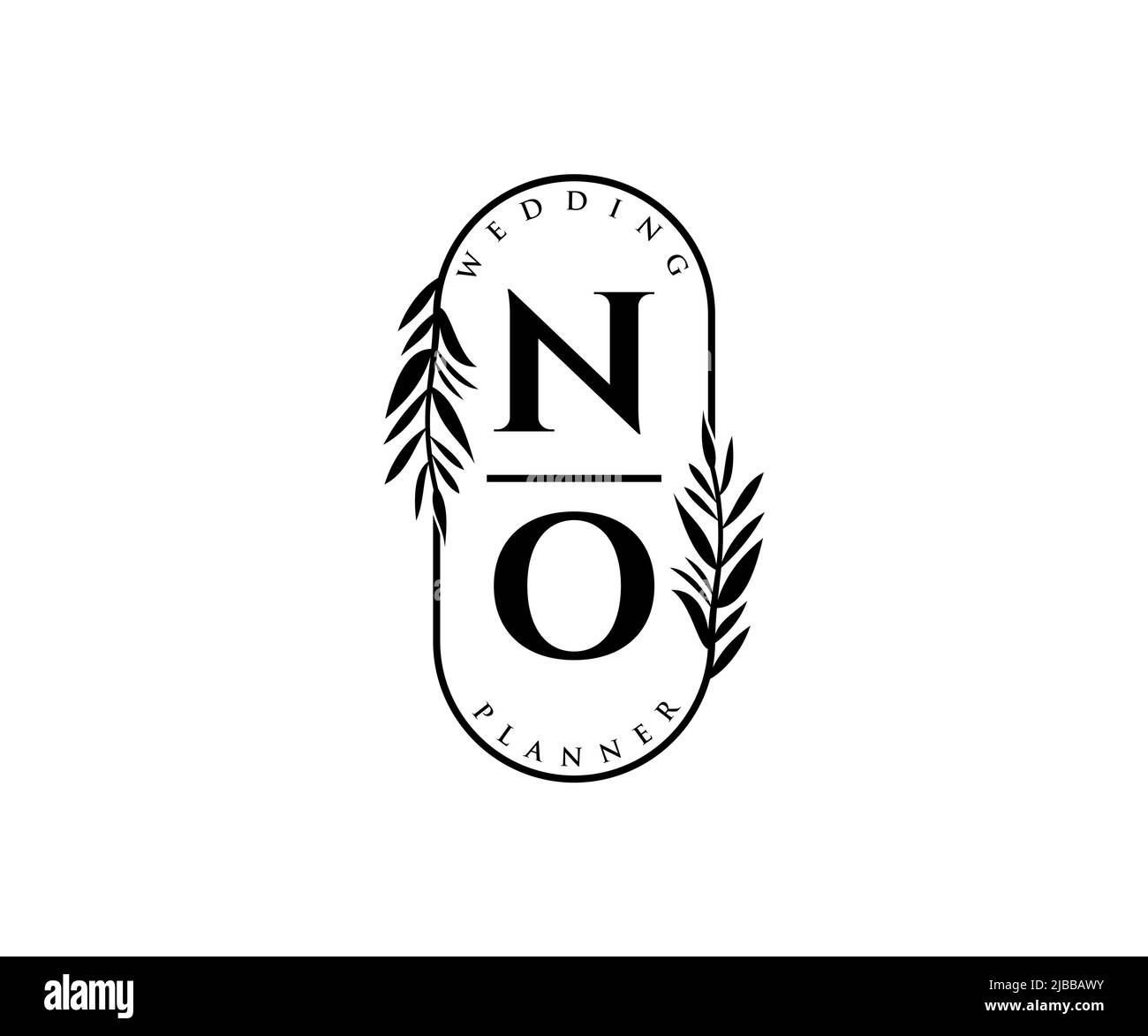 NO initiales lettre mariage monogramme collection de logos, dessin à la main moderne minimaliste et modèles floraux pour cartes d'invitation, Save the Date, élégant Illustration de Vecteur