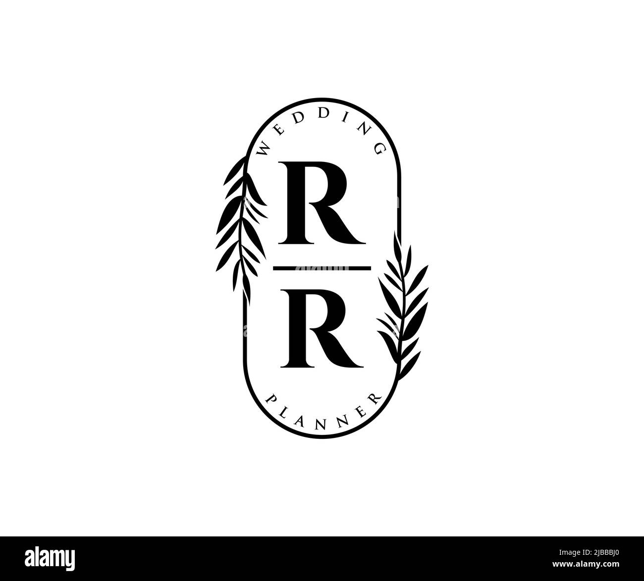 RR initiales lettre mariage monogramme logos collection, dessin à la main moderne minimaliste et modèles floraux pour cartes d'invitation, Save the Date, élégant Illustration de Vecteur