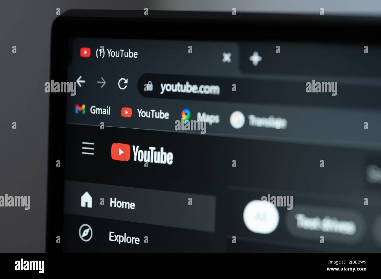 New york, Etats-Unis - 3 juin 2022: YouTube compte google sur l'écran du menu de l'ordinateur vue rapprochée Banque D'Images