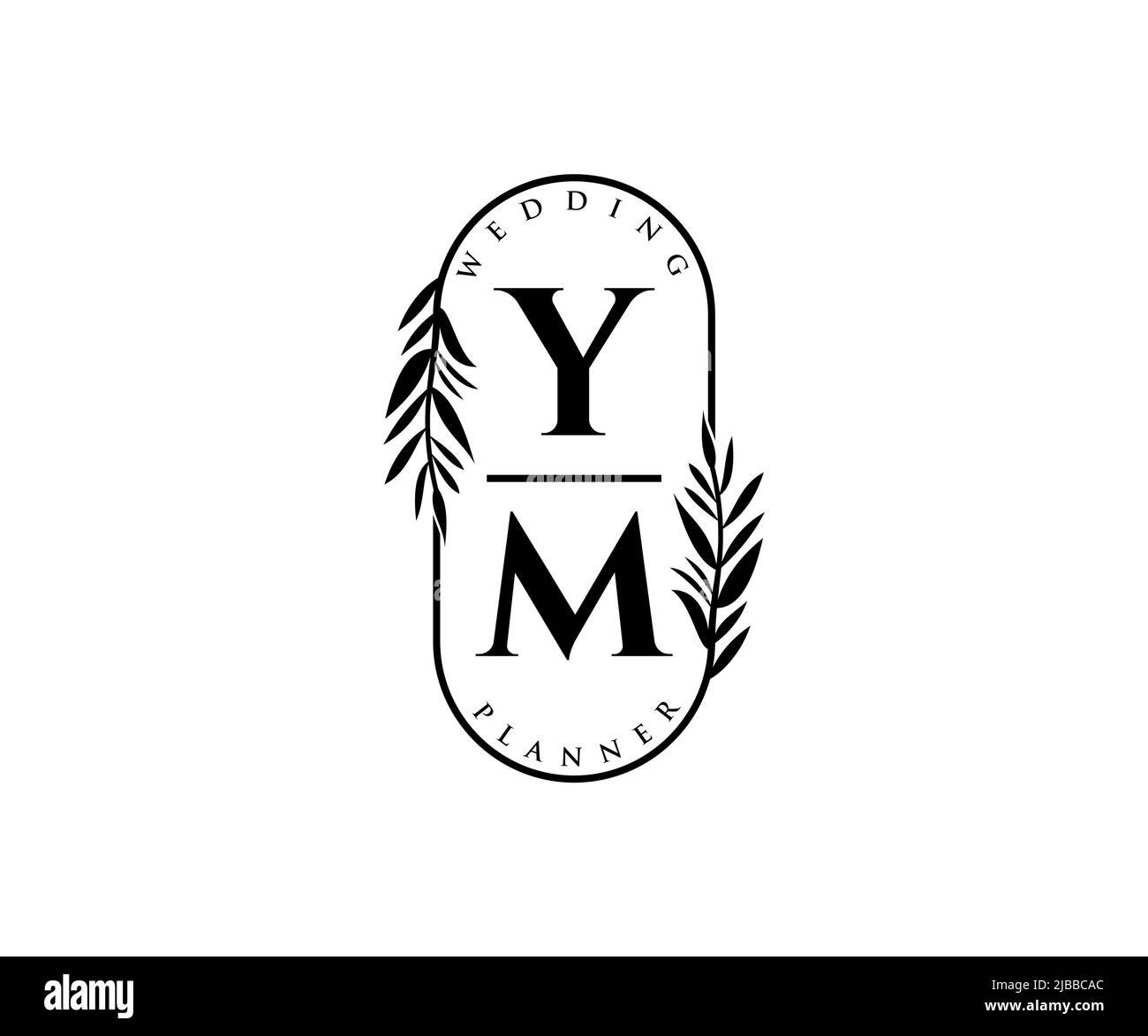 YM initiales lettre mariage monogramme logos collection, dessin à la main moderne minimaliste et modèles floraux pour cartes d'invitation, Save the Date, élégant Illustration de Vecteur