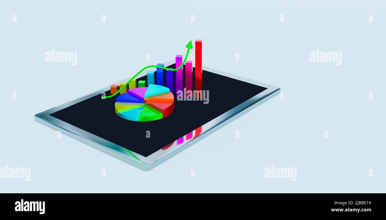 graphique commercial sur fond blanc, rendu de 3d illustrations Banque D'Images