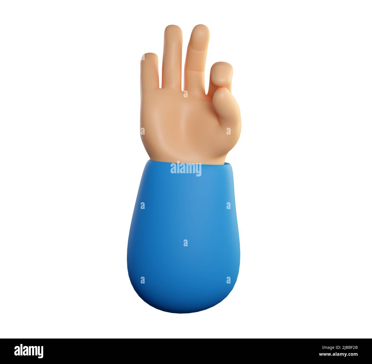 Symbole main humaine ok avec mouvement des doigts. Un accord, un feedback positif, un concept similaire ou zéro. Rendu réaliste de haute qualité 3D isolé sur fond blanc Banque D'Images