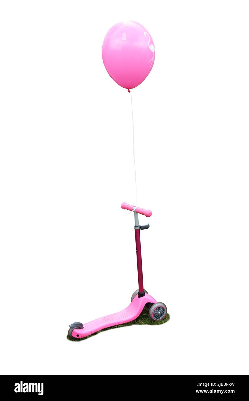 Scooter rose jouet pour les enfants isolés en fond blanc Banque D'Images