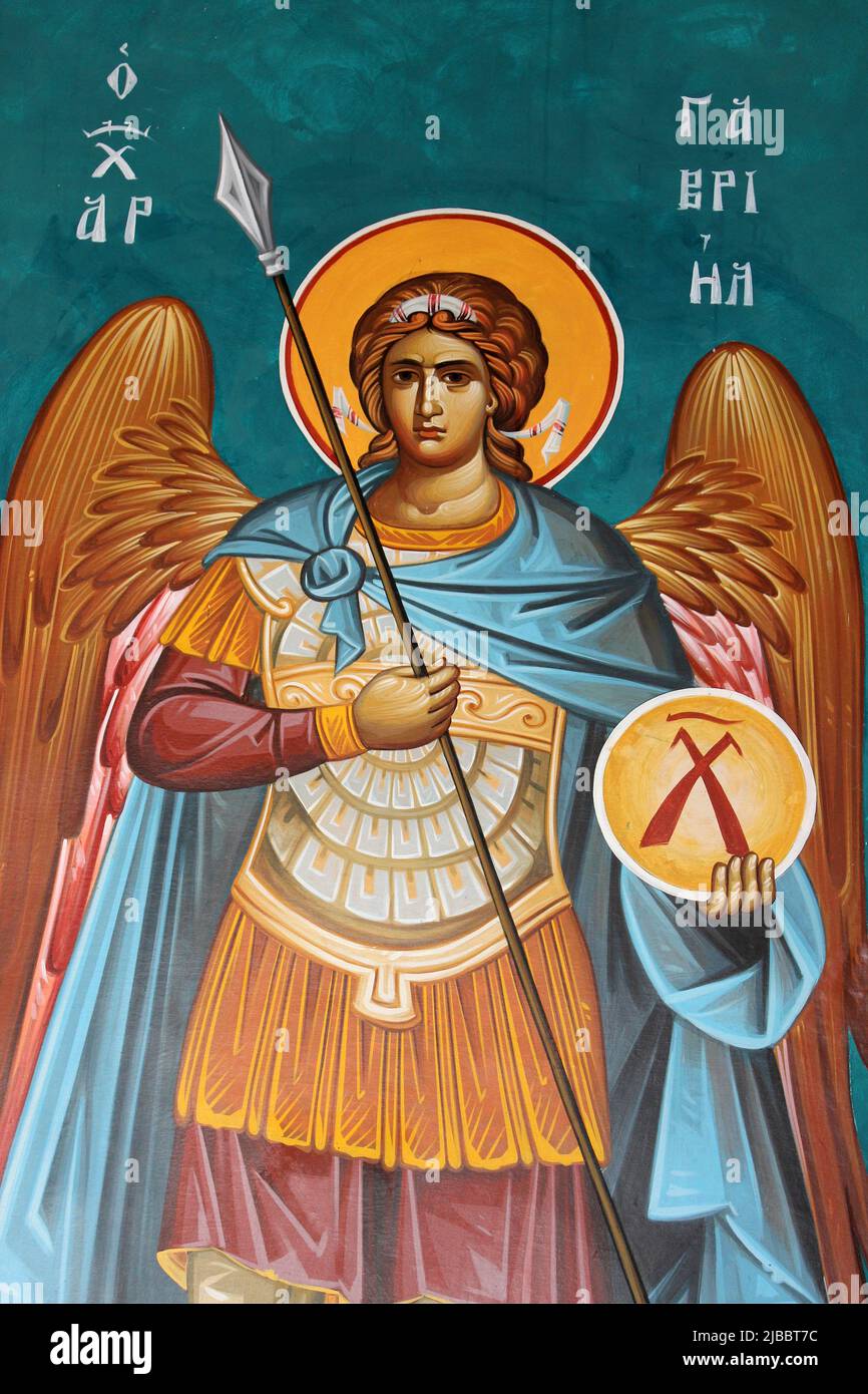Archange Michael peinture, Eglise orthodoxe grecque, Jordanie Banque D'Images