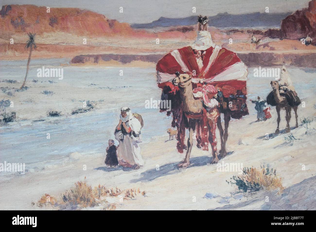 Art Caravan à dos de chameau, Jordanie Banque D'Images