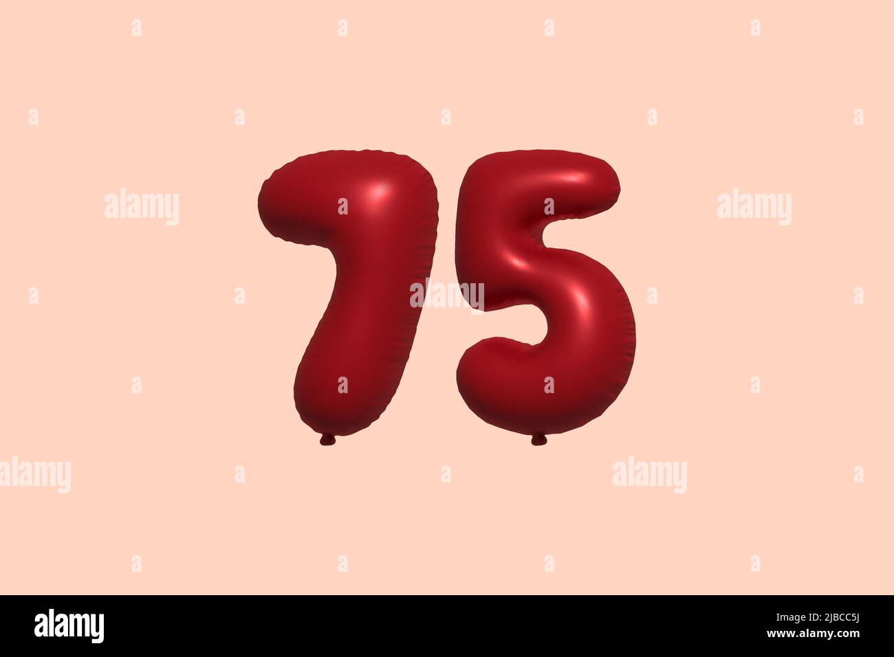 ballon à 75 3d chiffres en ballon d'air métallique réaliste rendu 3d. 3D ballons rouges à l'hélium à vendre décoration Fête anniversaire, célébration anniversaire, mariage vacances. Illustration vectorielle Illustration de Vecteur