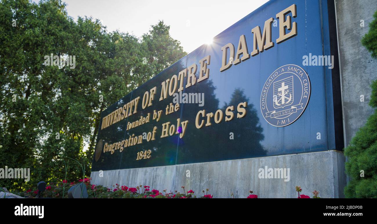 South Bend, Indiana - 25 mai 2022: Université de notre Dame Fighting Irish College campus Banque D'Images