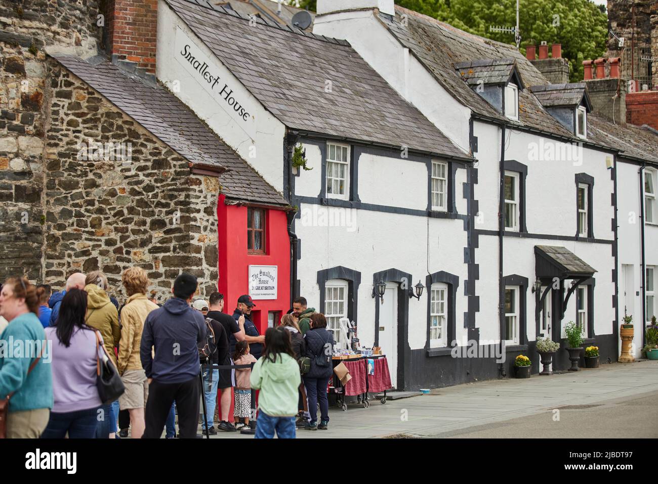 Conwy, North Wales quai la plus petite maison de Grande-Bretagne, minuscule ancienne résidence de pêcheur, 1,8 mètres de large Banque D'Images