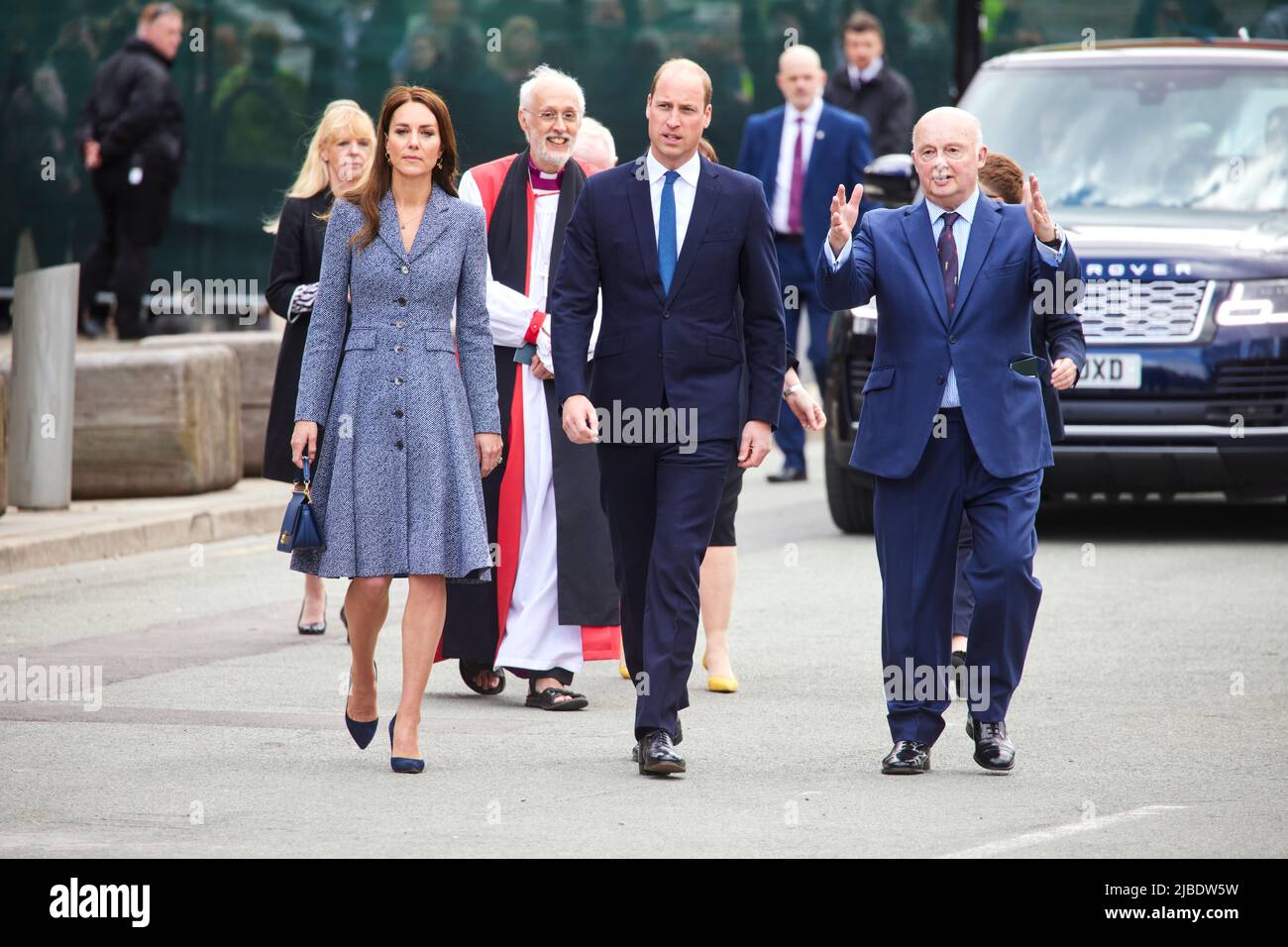 Le duc (Prince William) et la duchesse de Cambridge (Kate Middleton) assistant à l'ouverture officielle de la Glade de lumière Banque D'Images