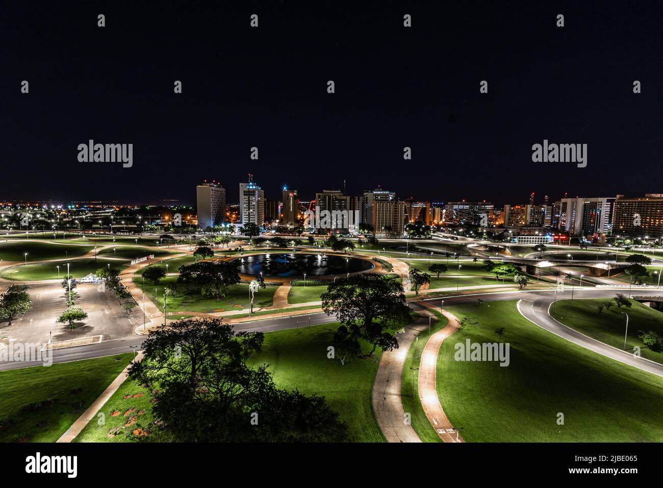 La capitale du Brésil, Brasilia la nuit Banque D'Images