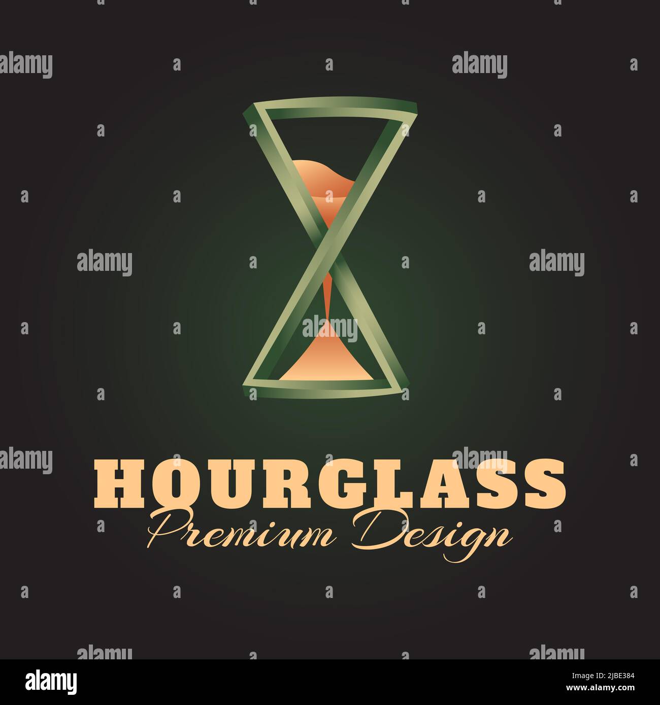 luxe 3D or Hourglass logo vector illustration design, moderne luxe créatif Hourglass logo symbole icône modèle design graphique Banque D'Images