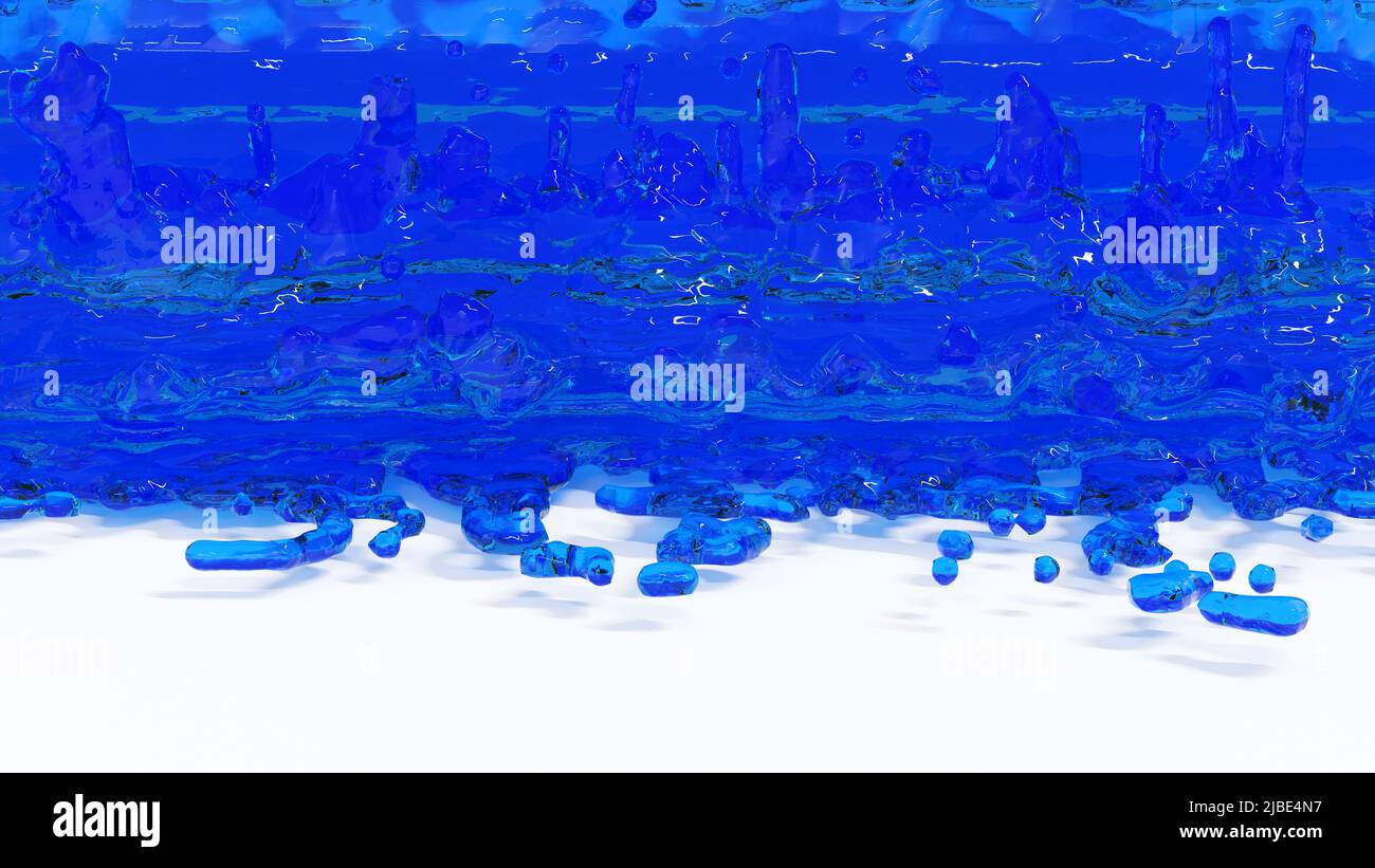 Bleu eau coulant sur le fond, pour la promotion de produit publicitaire, 3D rendu. Banque D'Images
