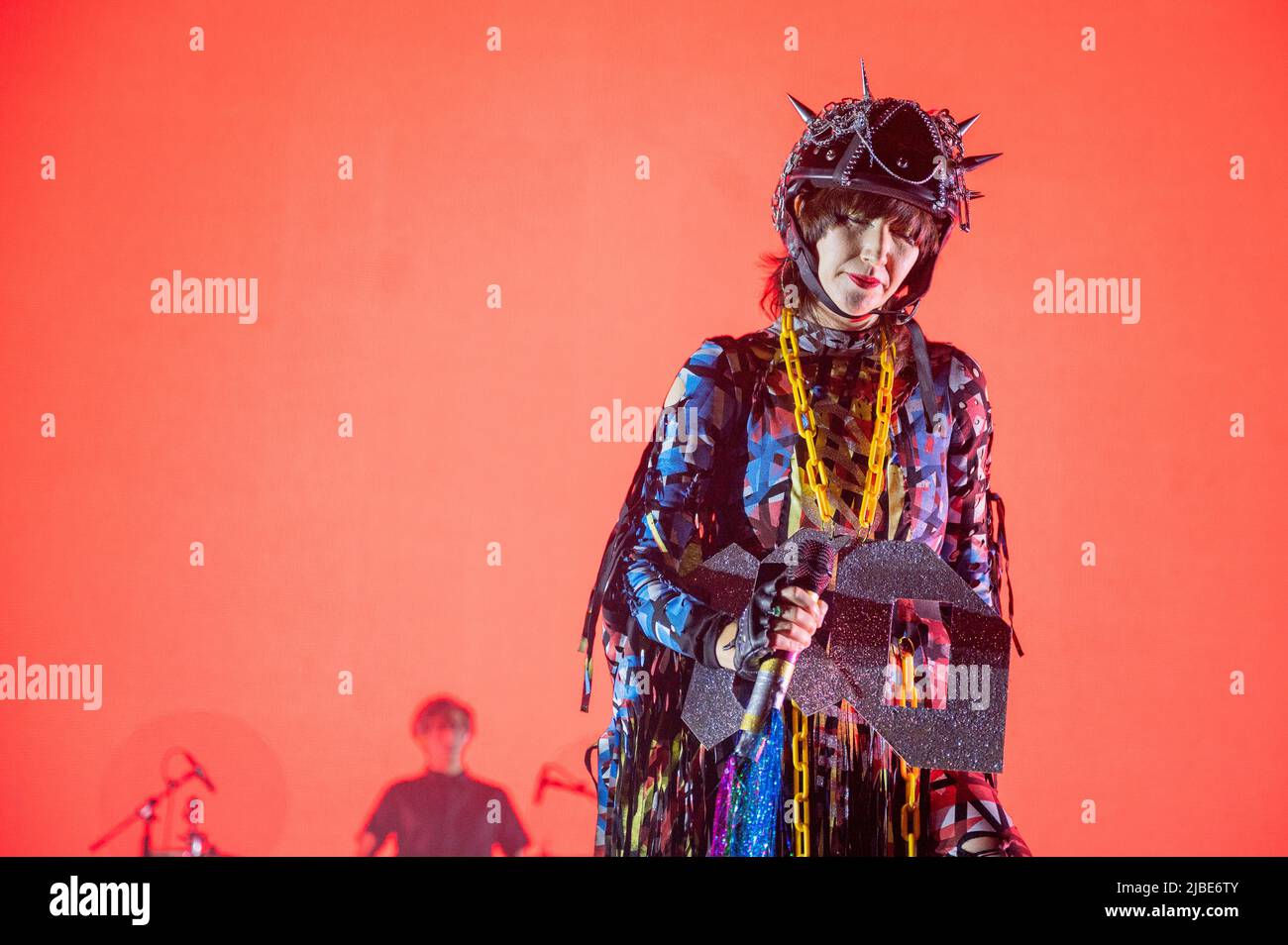 Manchester, Royaume-Uni. 05th juin 2022. Karen O, Nick Zinner, Brian Chasee de The Yeah Yeah Yeah's perform at Manchester O2 Apollo. 2022-06-05. Crédit : Gary Mather/Alay Live News Banque D'Images